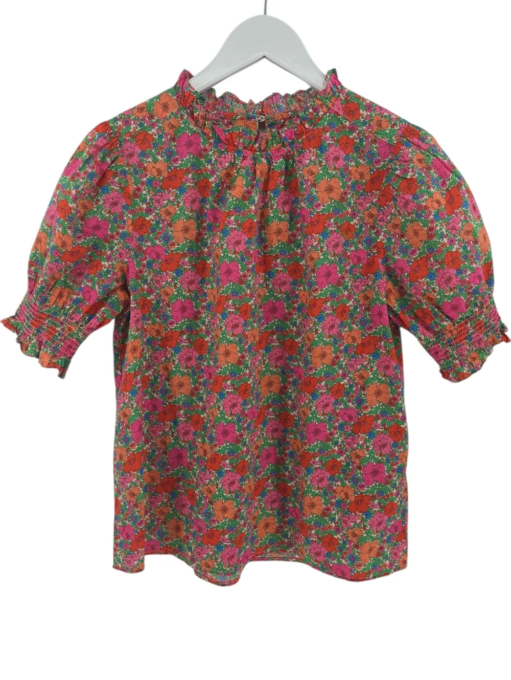 J. Crew Smocked Puff-Sleeve Top in Liberty® Meadow Song Fabric Size Small